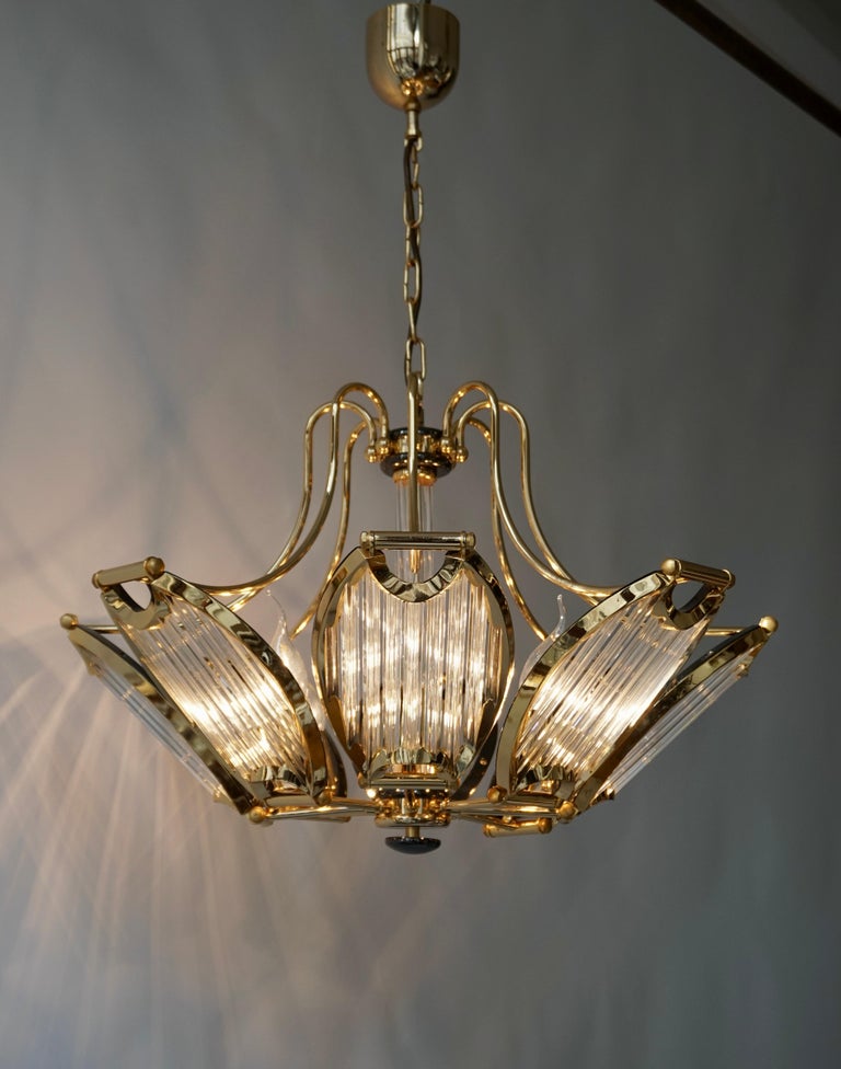 Gold-Plated and Crystal Glass Chandelier by Bakalowits For Sale 3