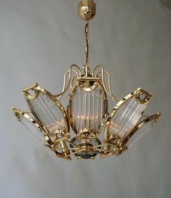 Gold-Plated and Crystal Glass Chandelier by Bakalowits