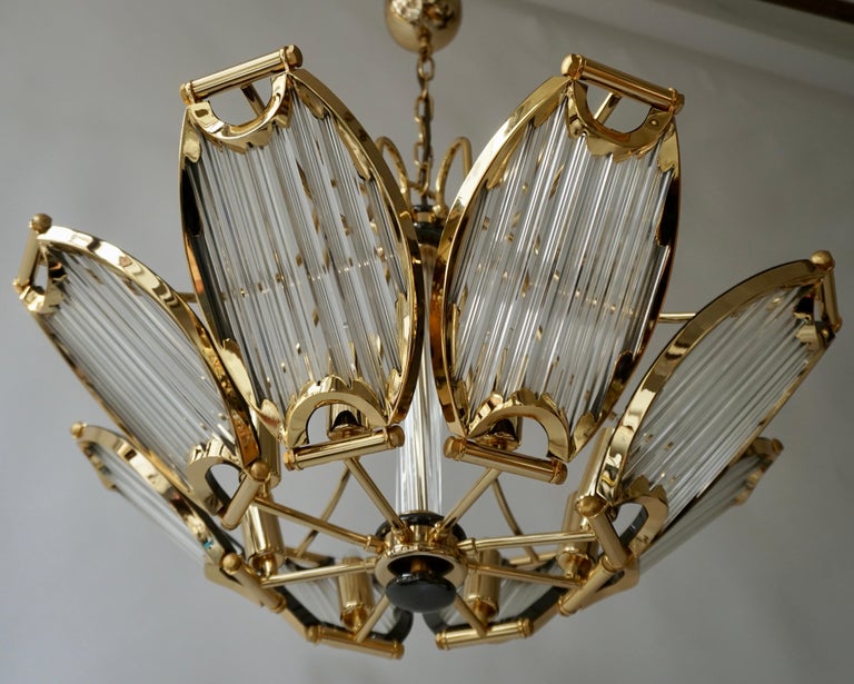 Gilt Gold-Plated and Crystal Glass Chandelier by Bakalowits For Sale