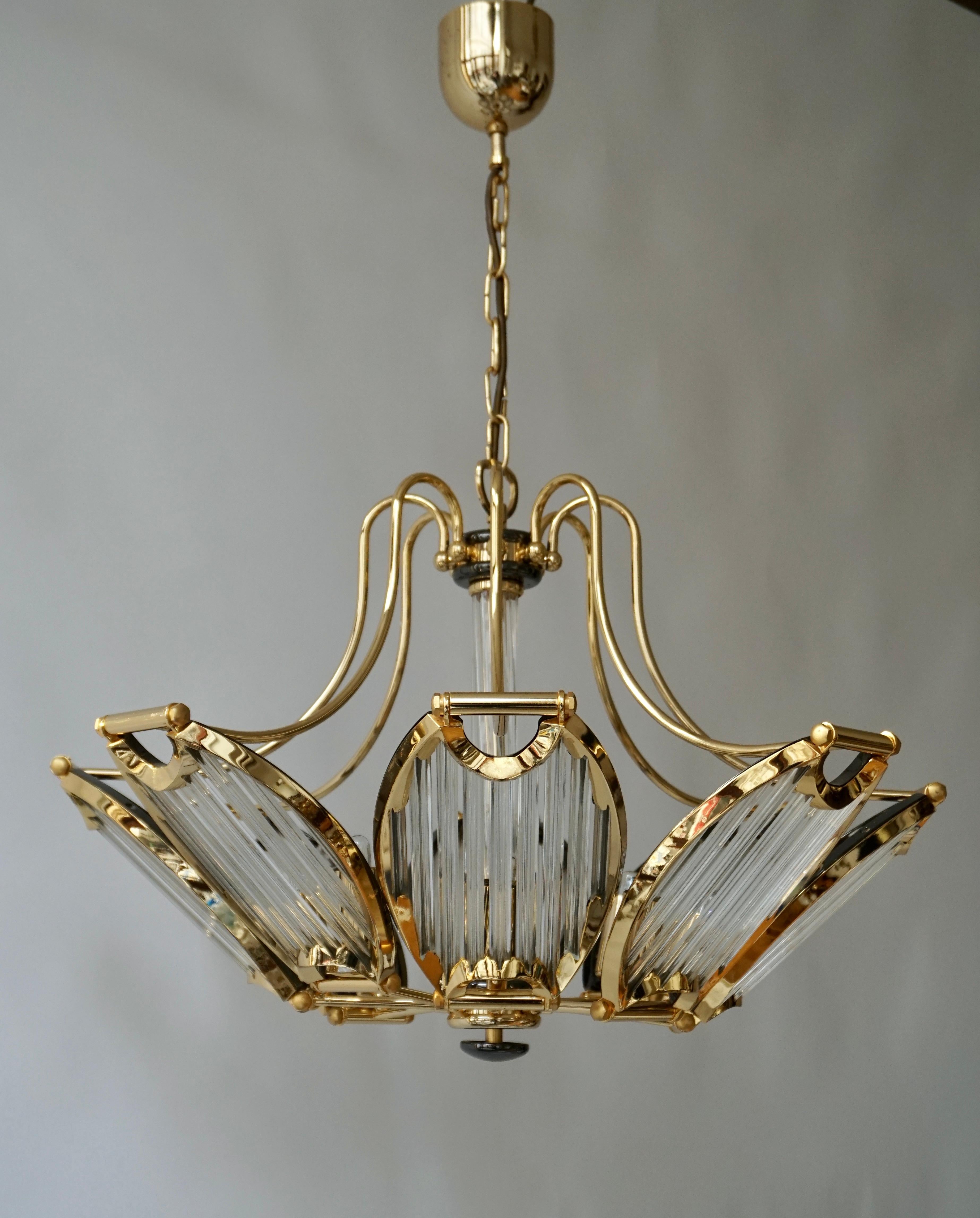 Gold-Plated and Crystal Glass Chandelier by Bakalowits In Good Condition For Sale In Antwerp, BE