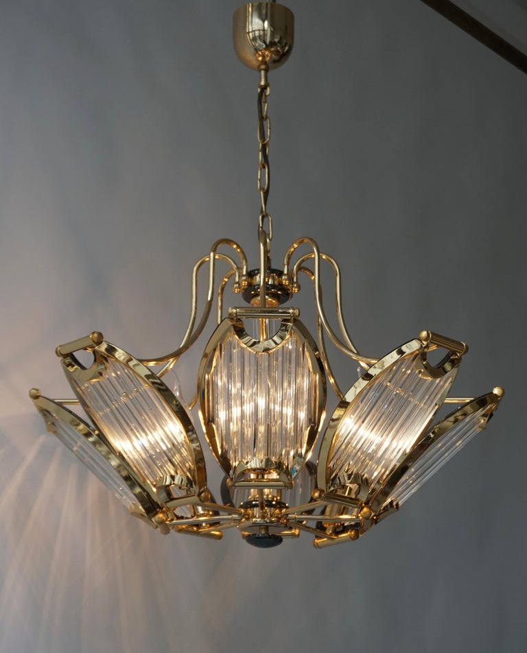 Gold-Plated and Crystal Glass Chandelier by Bakalowits For Sale 1