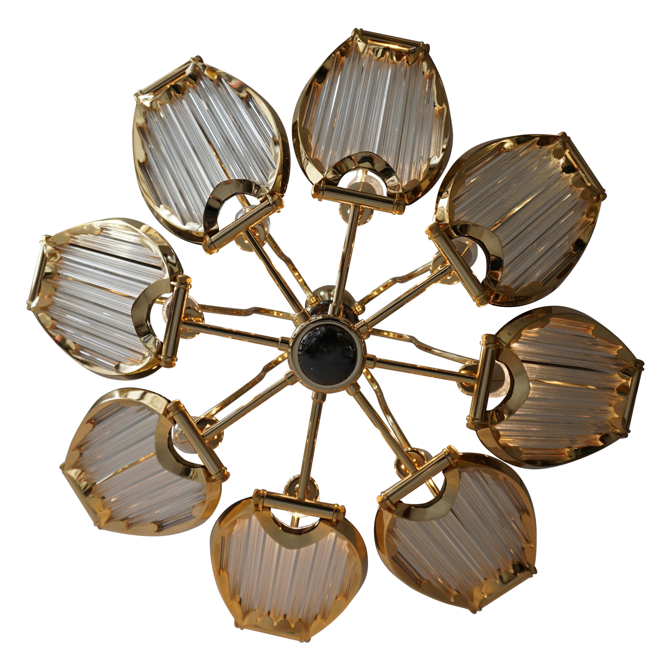 Lampadario in vetro placcato oro e cristallo di Bakalowits