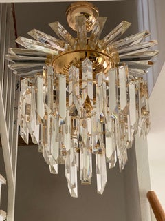 Gold-Plated and Crystal Glass Chandelier