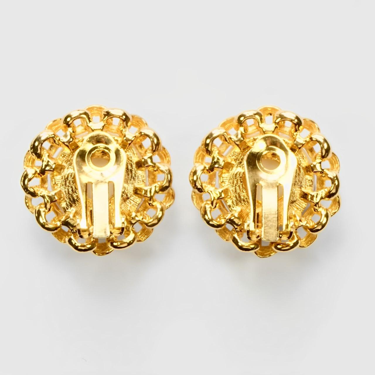 Orecchini a clip placcati in oro e con catene di perle finte, circa anni '80 In condizioni buone in vendita a London, GB