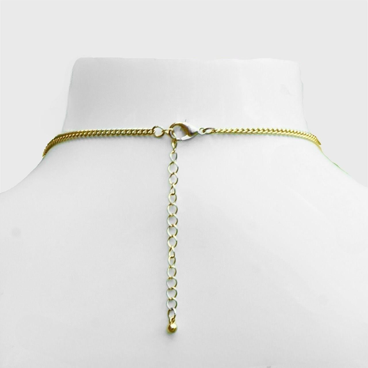 da uomo o donna Collana con ciondolo Chevron articolato e placcato oro con frange, anni '70 in vendita