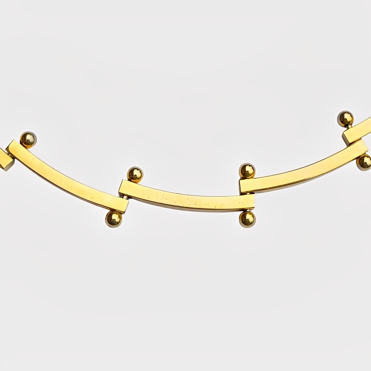 Collar de eslabones de bola y barra dorado circa años 80 en venta 1