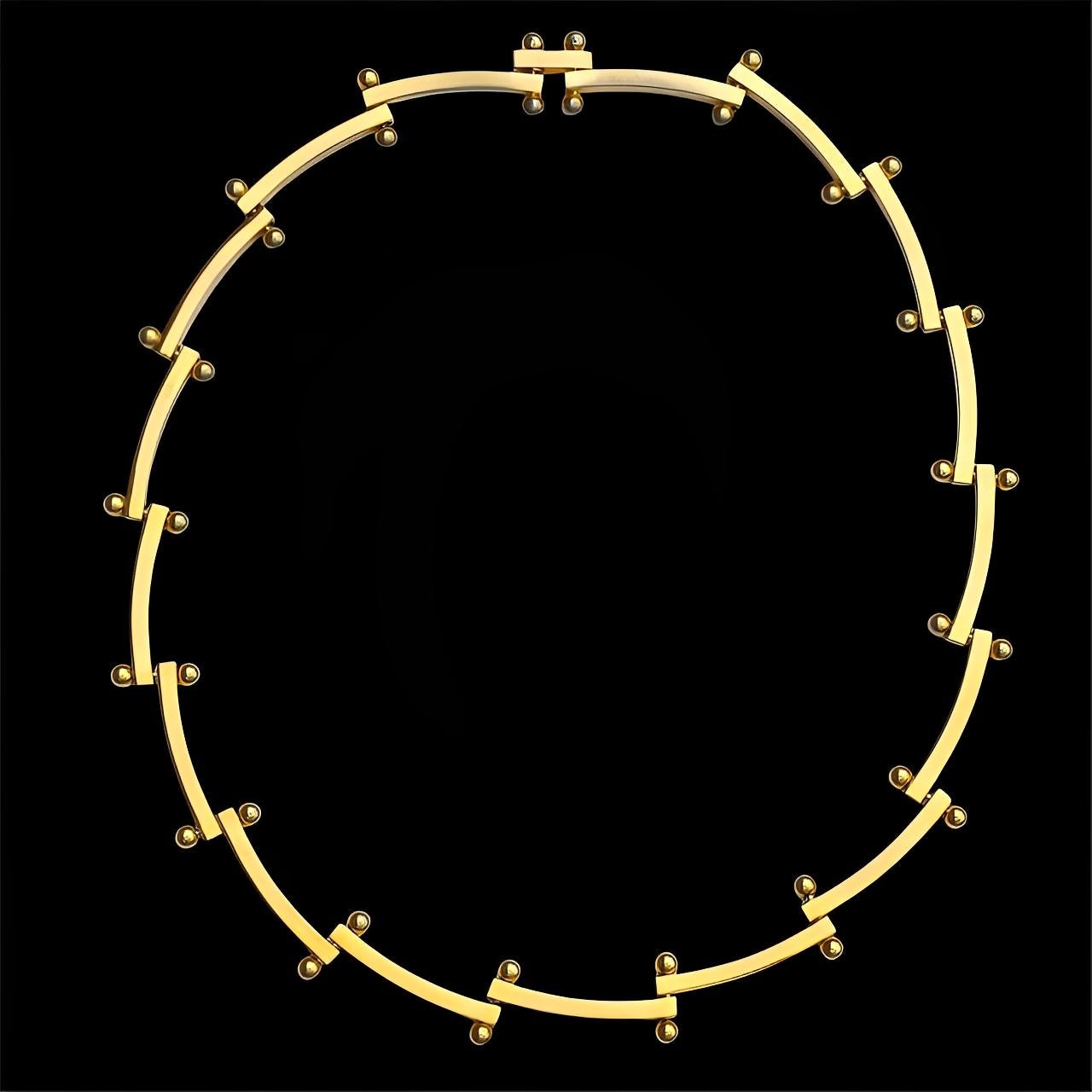 Collar de eslabones de bola y barra dorado circa años 80 en venta 2