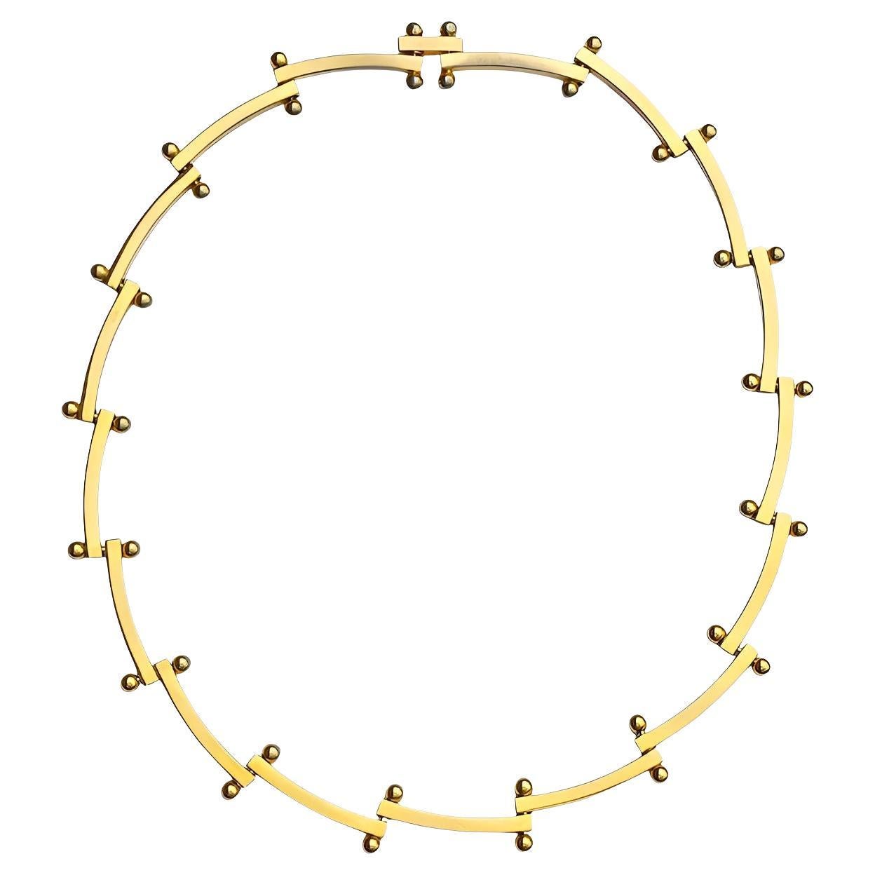 Collar de eslabones de bola y barra dorado circa años 80 en venta