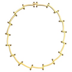 Collana con barrette e sfere placcate in oro, circa anni '80