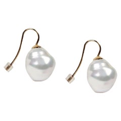 Gold Plated baroque drop pearls earrings