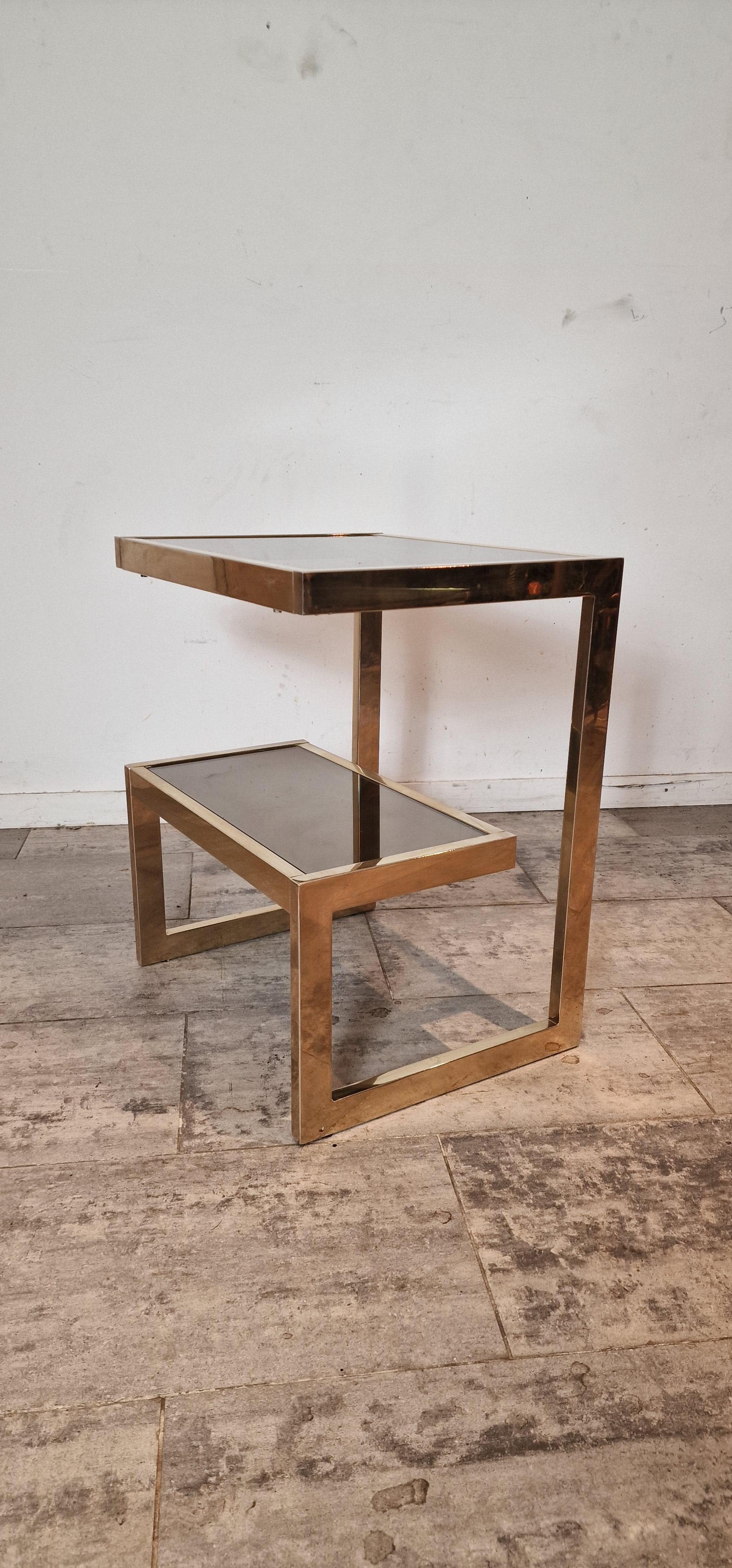 Gold plated belgochrom side table from Belgium 1970s.