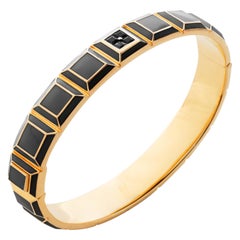 Gold-Plated Black Enamel Black Diamond Carousel Bracelet