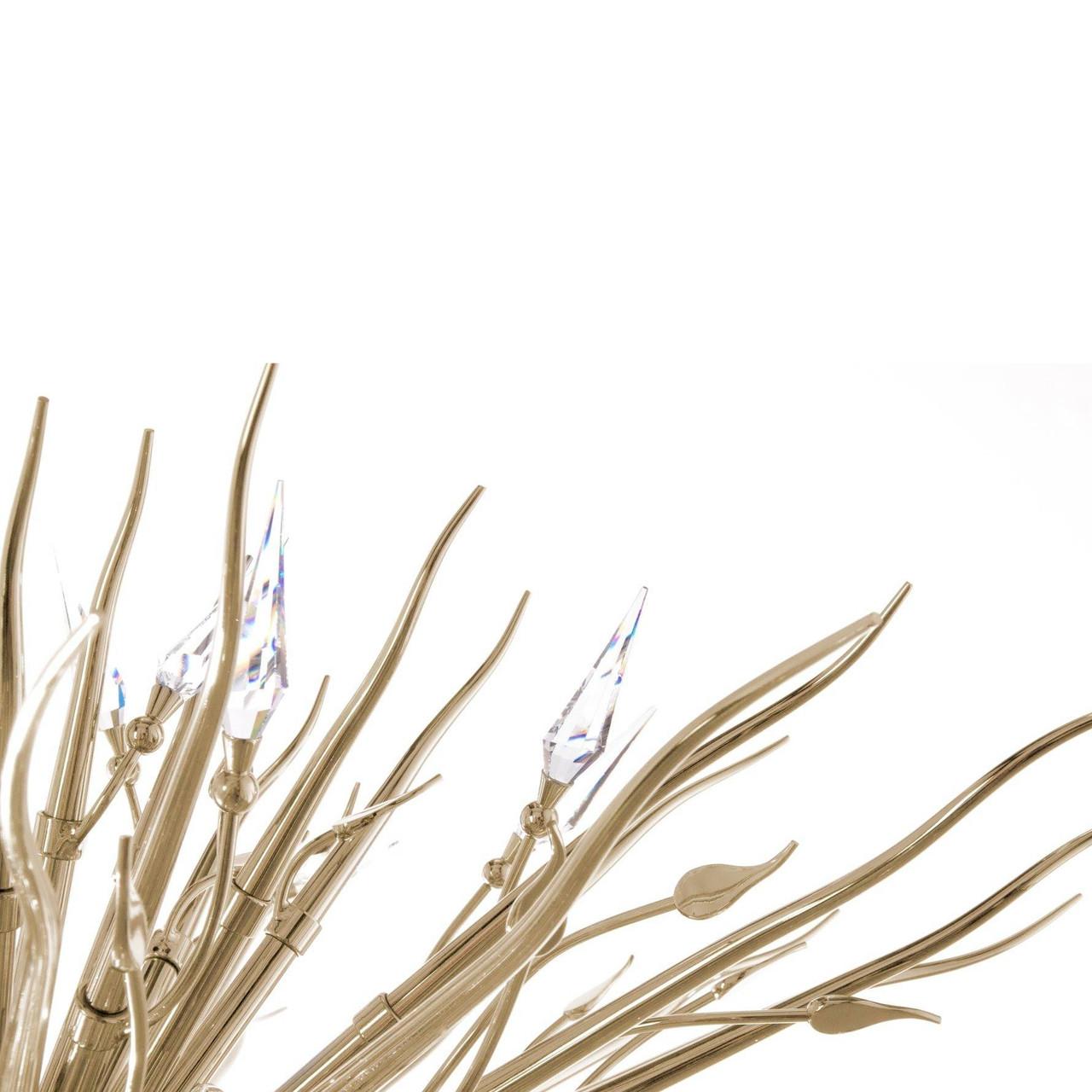Minimalist Gold-Plated Brass and Crystal Suspension Light with Organic Design For Sale