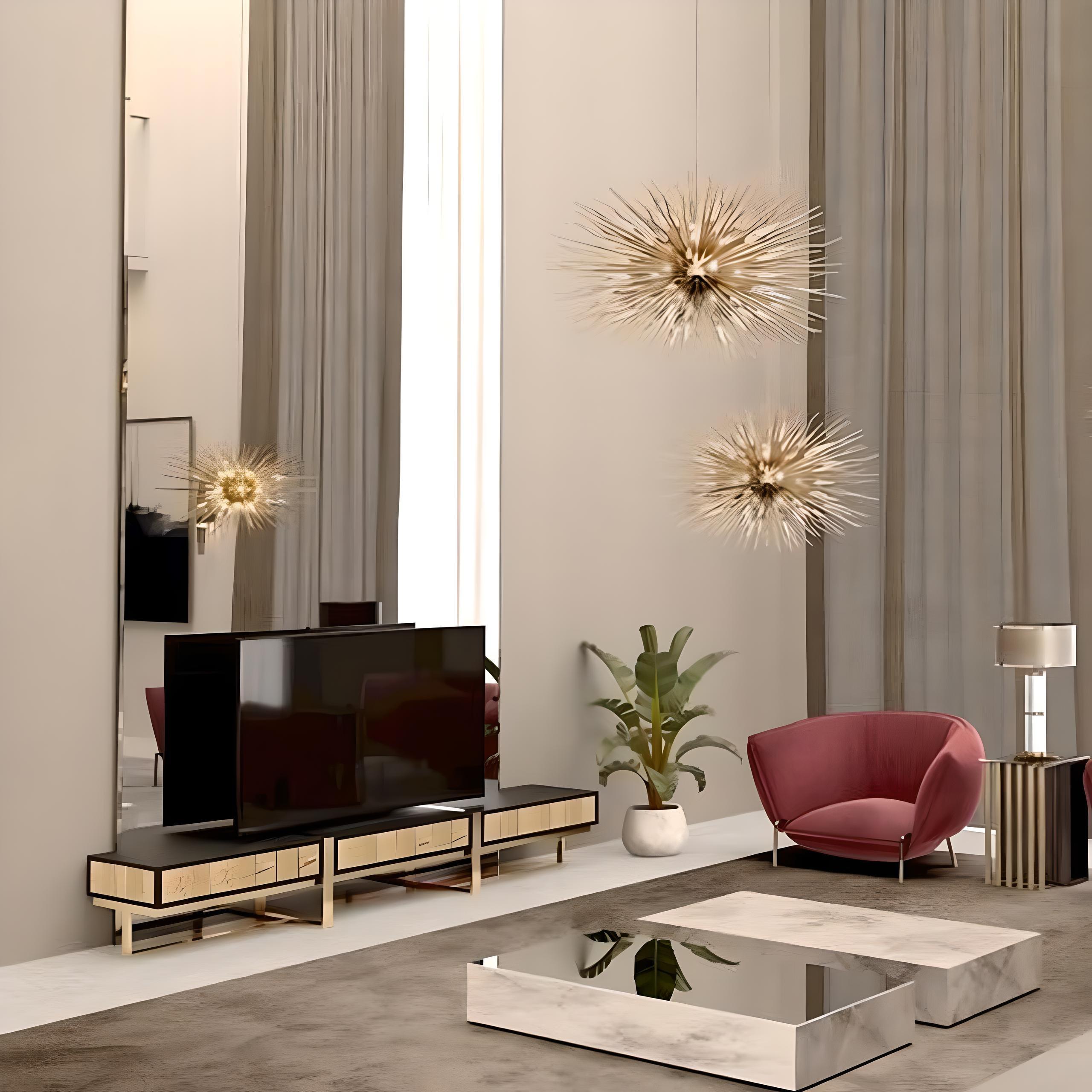 Hand-Crafted Gold-Plated Brass and Crystal Suspension Light with Organic Design For Sale