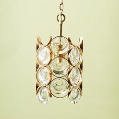 Gold-Plated Brass Framed Glass Chandelier, by Gaetano Sciolari