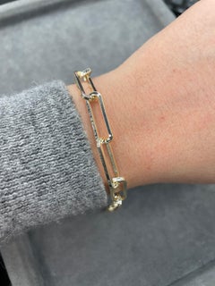 Gold Plated Brass Paper Clip Chain Bracelet 7 Inches