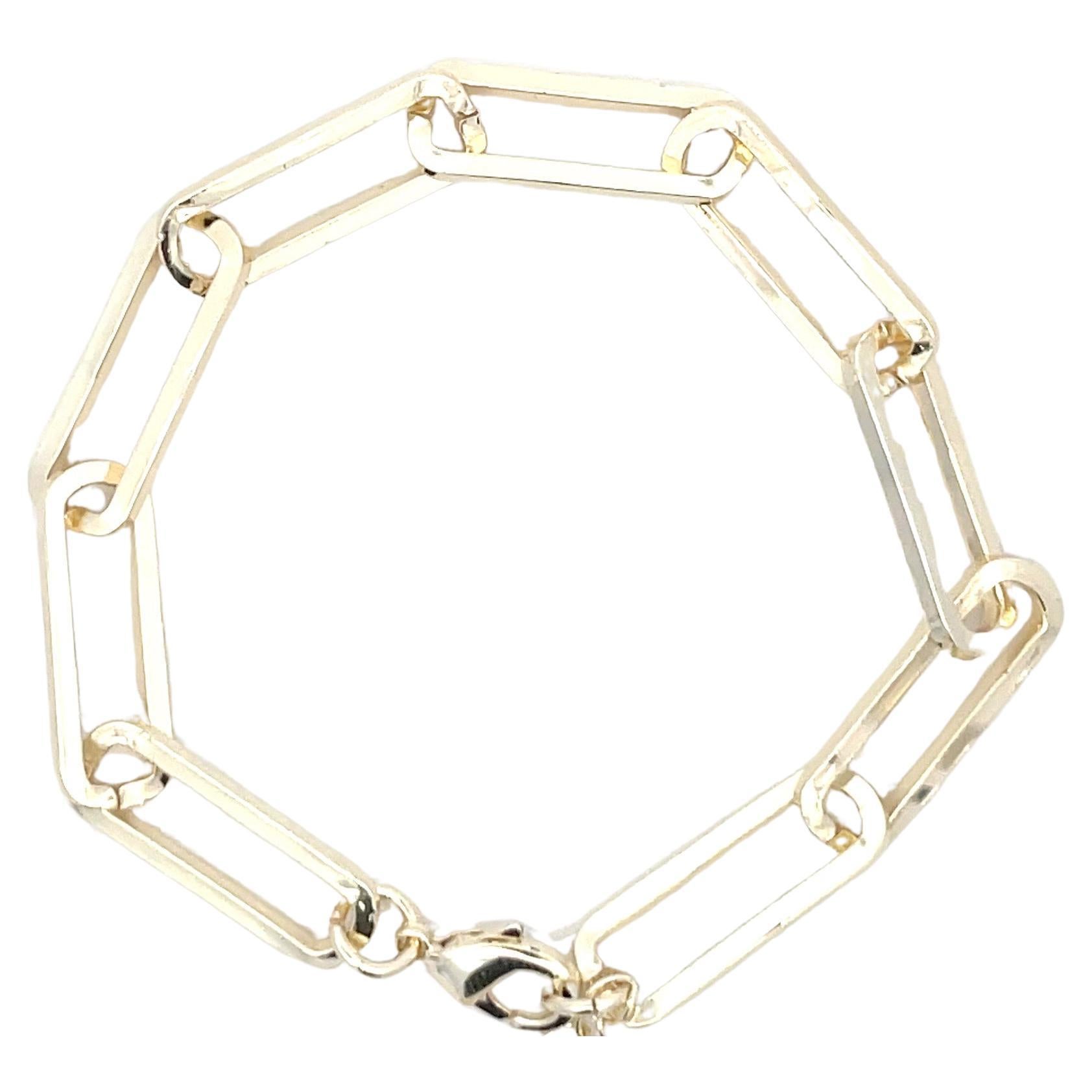 De las mujeres Pulsera Cadena Portapapeles Latón Dorado 7 Pulgadas en venta
