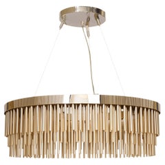 Gold-Plated Fringes Chandelier with Art Deco Design-In Stock
