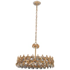 Gold-Plated Bronze and Crystal Chandelier by Palwa