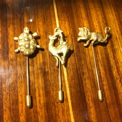 Gold-Plated Bronze "Animal" Brooches by Franck Evennou, France, 2018