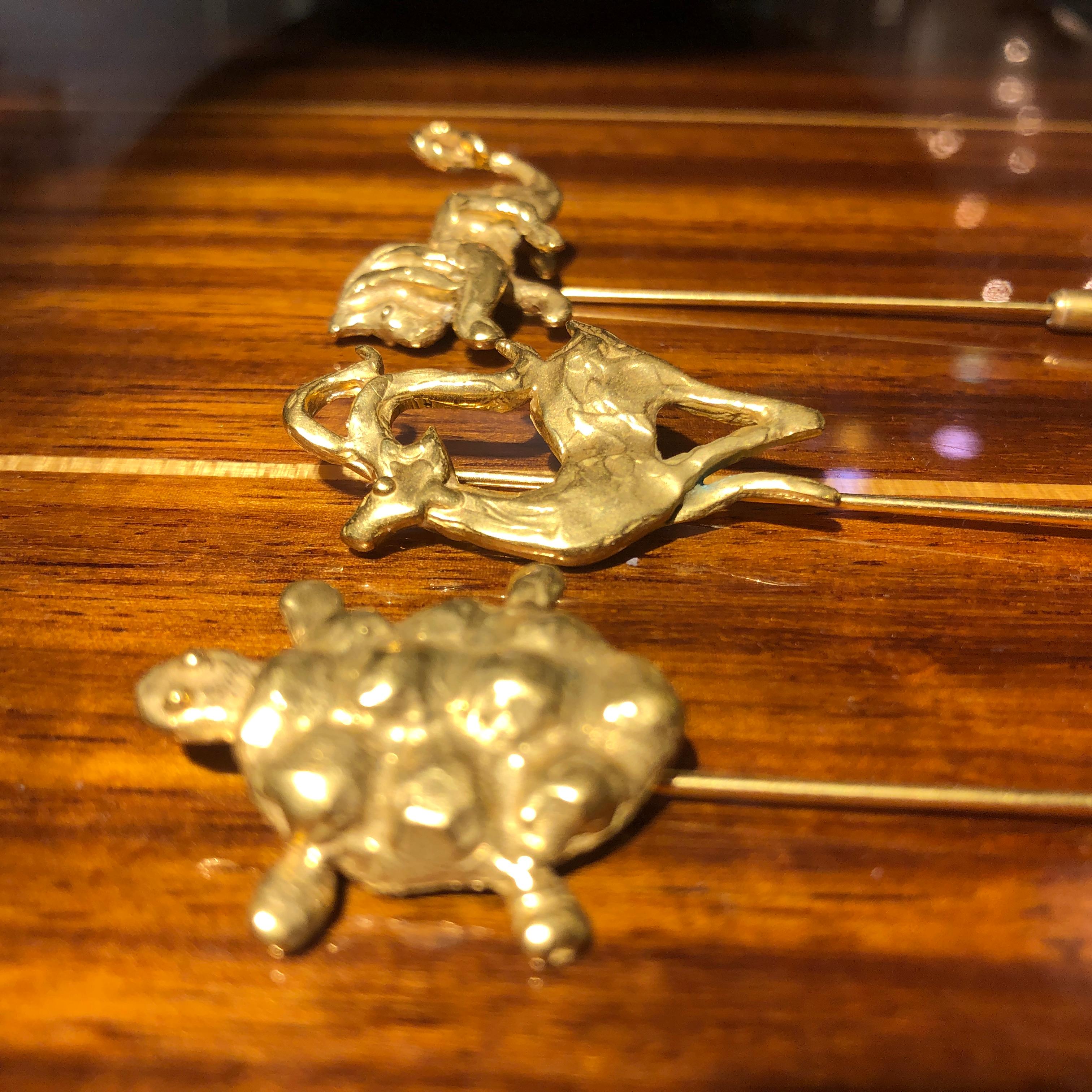 Broschen „Animal“ aus vergoldeter Bronze von Franck Evennou, Frankreich, 2018 (Zeitgenössisch) im Angebot
