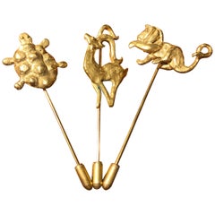 Gold-Plated Bronze "Animal" Brooches by Franck Evennou, France, 2018