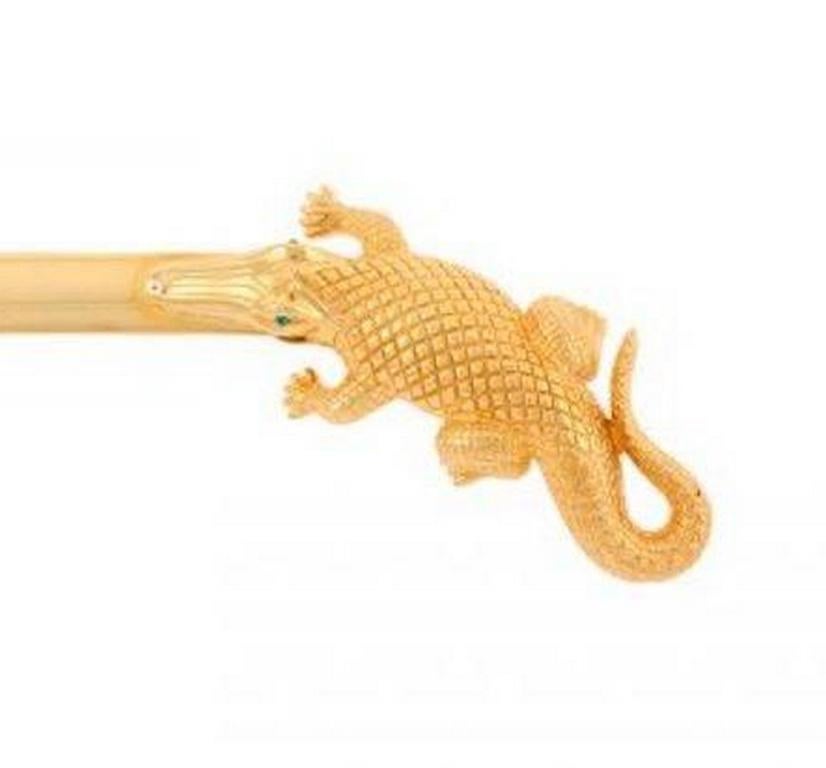 Gold-Plated Bronze Stalking Alligator Letter Opener by John Landrum Bryant In New Condition In New York, NY