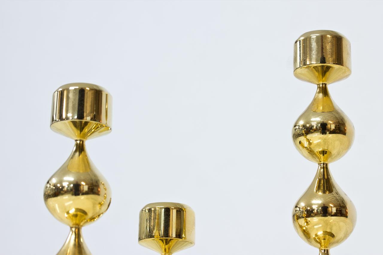 Gold-Plated Candleholders by Hugo Asmussen, Denmark, Set of 3 In Good Condition In Stockholm, SE