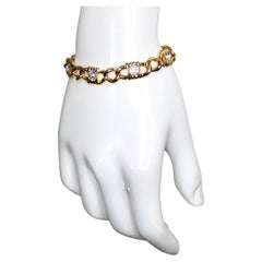 Gold Plated Chain Link Rhinestone Vintage Bracelet