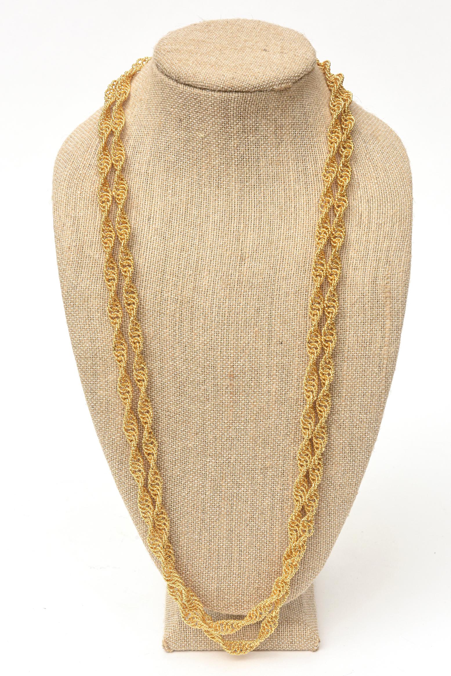 Modern Vintage Gold Plated Spiral Chain Wrap Necklace  For Sale