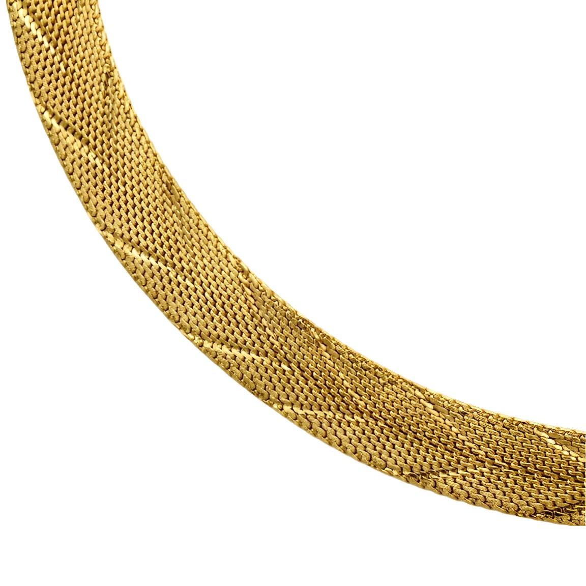 Gold Plated Egyptian Revival Chevron Collar Necklace circa 1980s For Sale 1