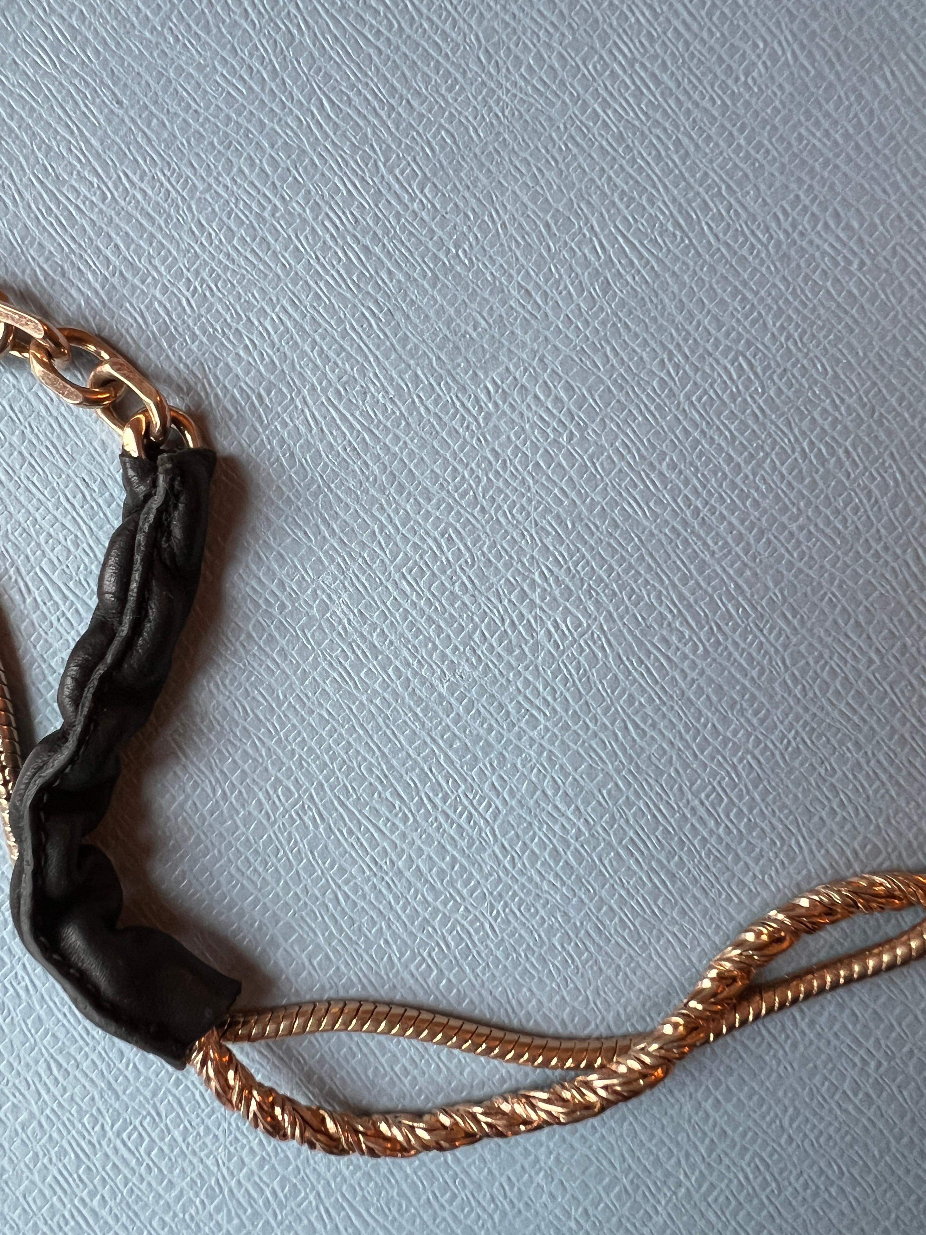 Collana a catena in pelle Vintage By in vendita 1