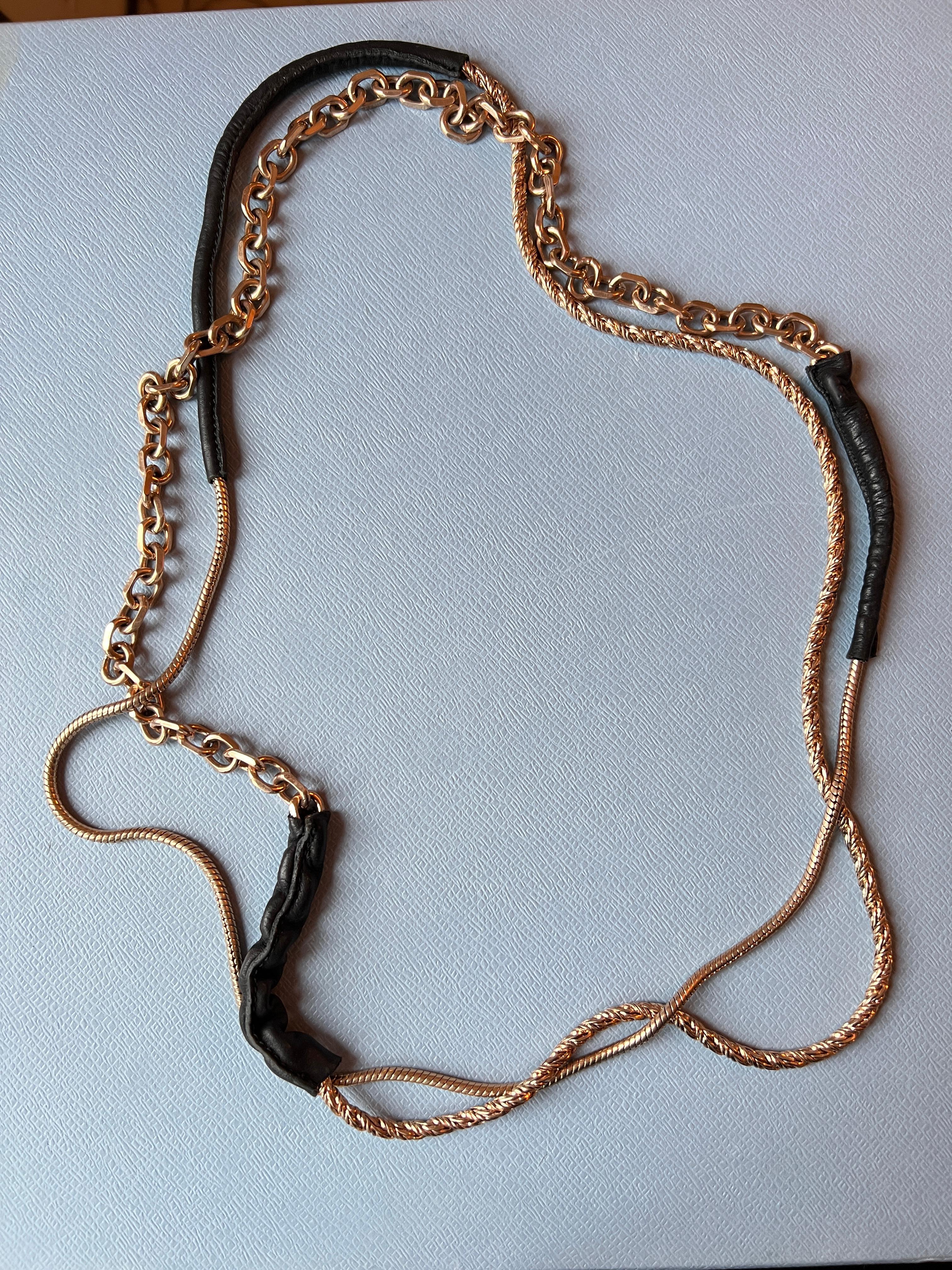 Collana a catena in pelle Vintage By in vendita 2