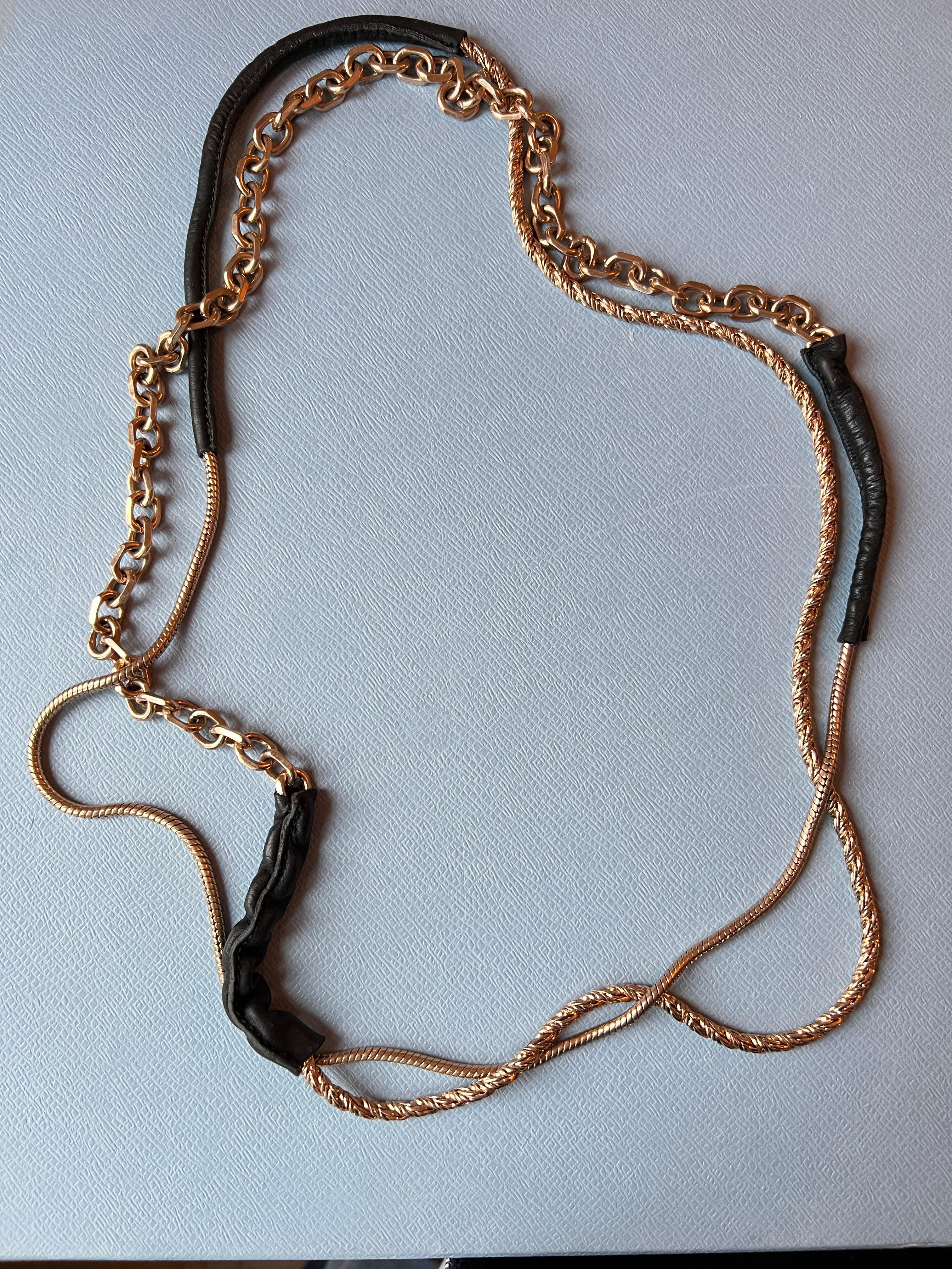 Collana a catena in pelle Vintage By in vendita 3