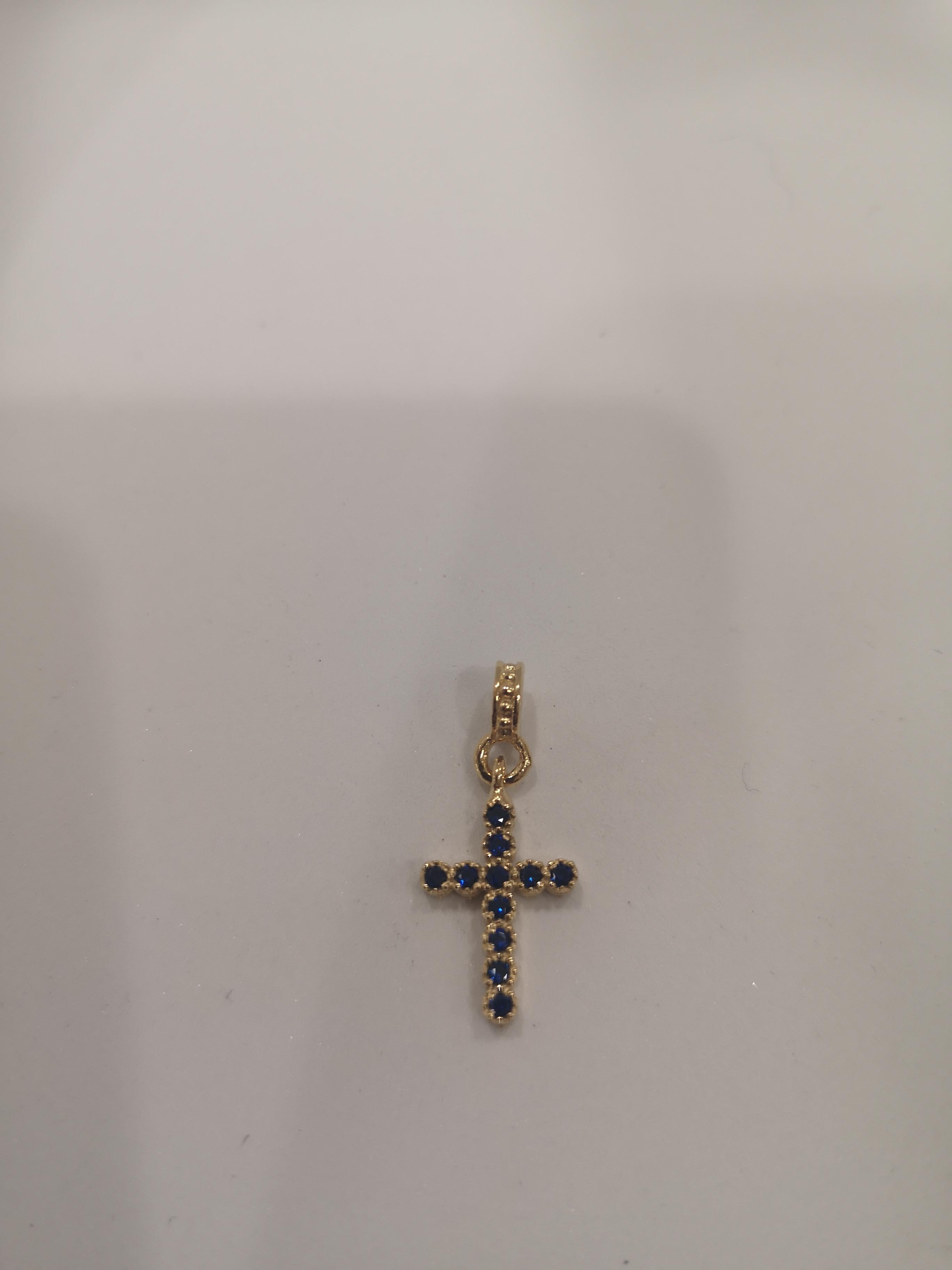 Gold plated cross zirconia charm In New Condition In Capri, IT
