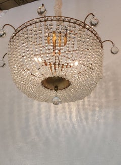 Lustre panier en cristal plaqué or