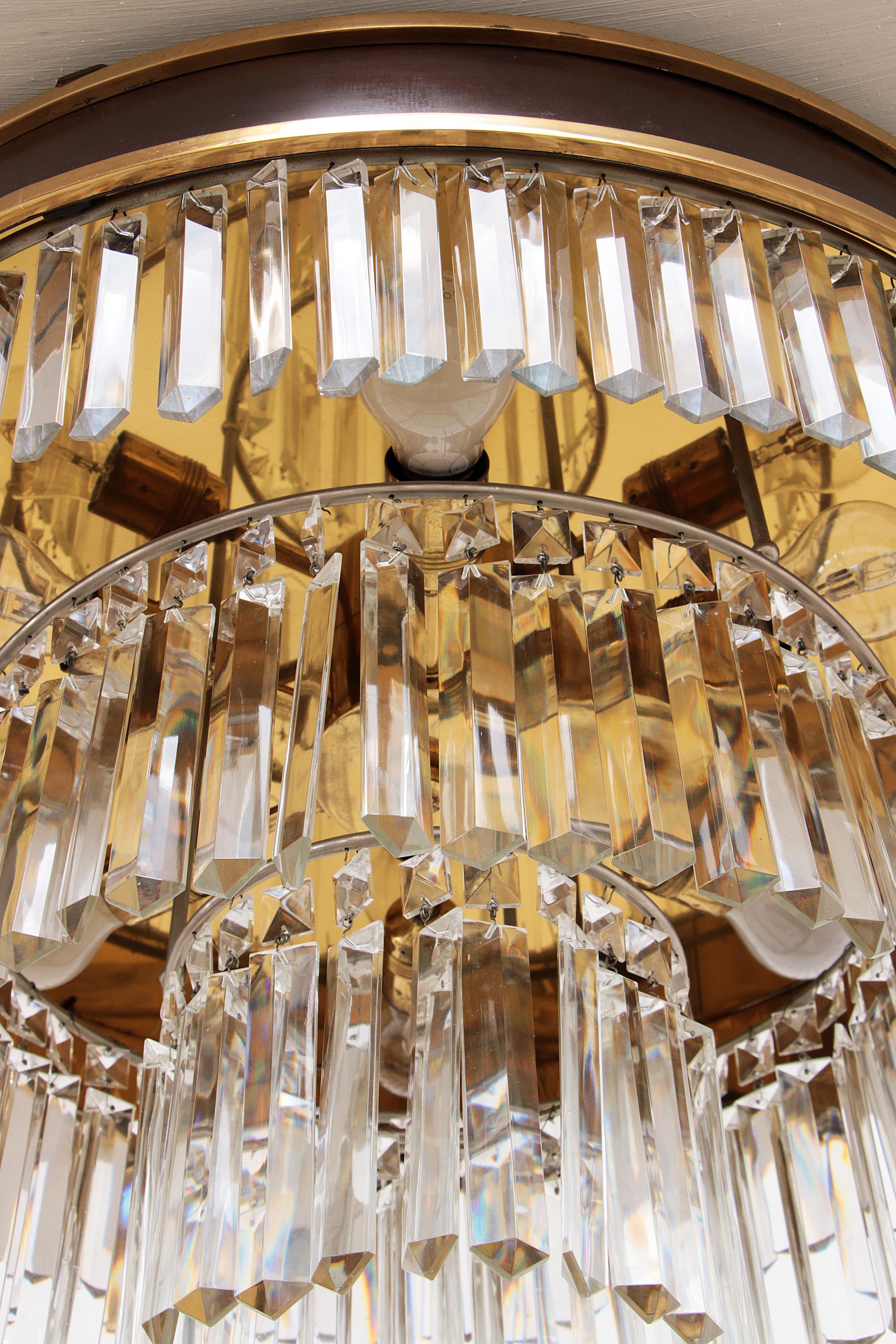 Gold-Plated Crystal Ceiling Lamps by L.A. Riedinger, Germay 1960 For Sale 6