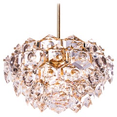 Gold-Plated Kinkeldey Chandelier Crystal 
Brass, Germany, 1960s