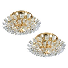 Gold-Plated Crystal Flush Mounts by Stilkronen, Italy