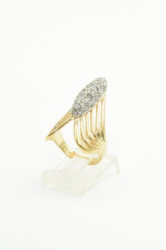 Gold Plated Crystal 'V' Chevron Ring
