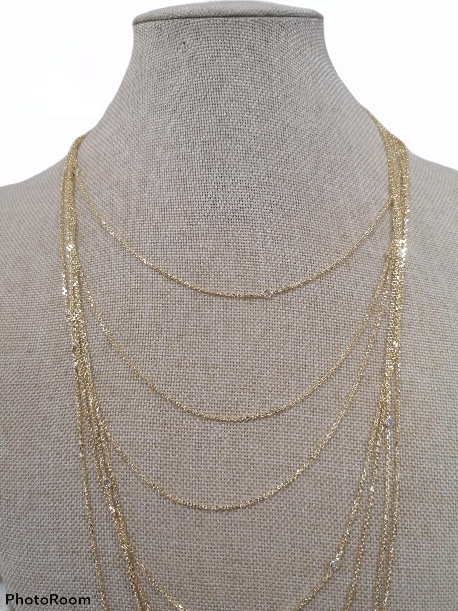 Gold plated cubic zirconia necklace NWOT In New Condition For Sale In Capri, IT