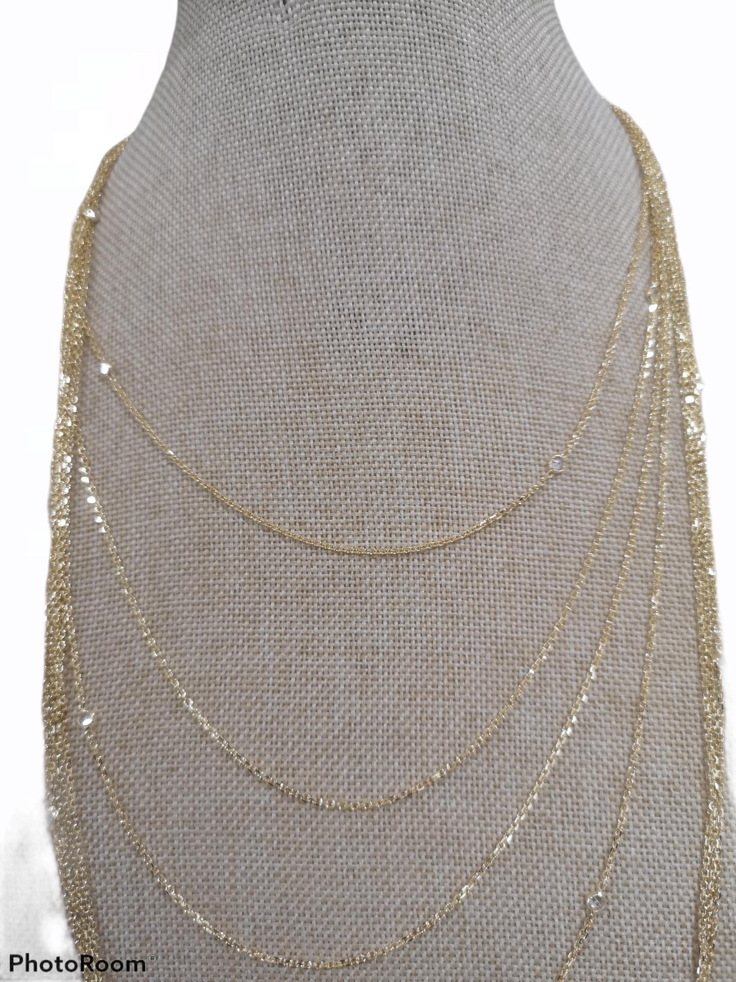 Women's Gold plated cubic zirconia necklace NWOT For Sale
