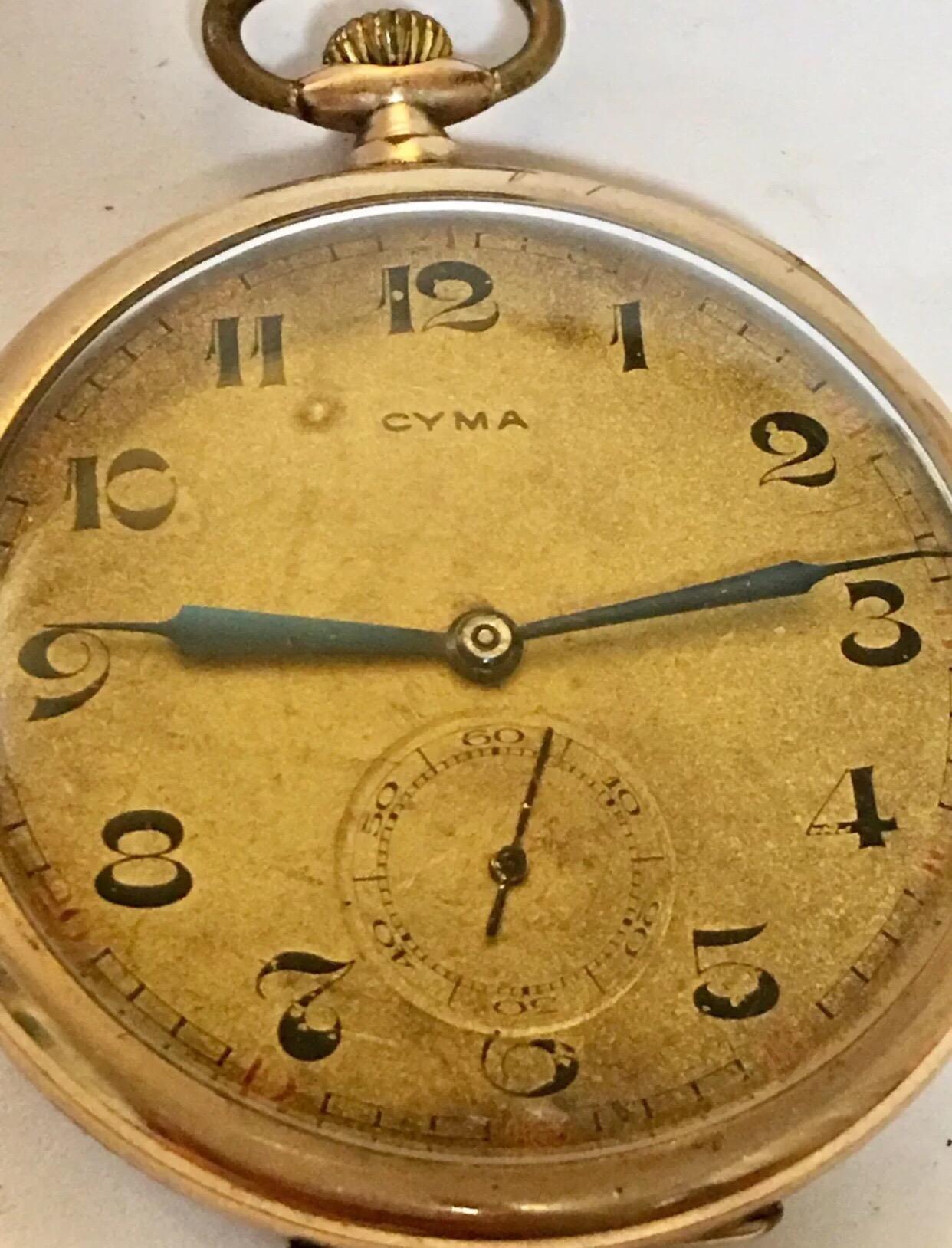 Women's or Men's Gold-Plated Cyma Dress Pocket Watch For Sale
