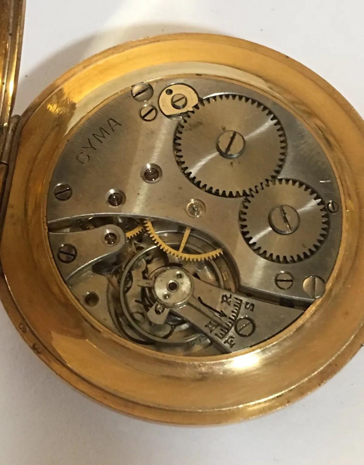 Gold-Plated Cyma Dress Pocket Watch For Sale 3