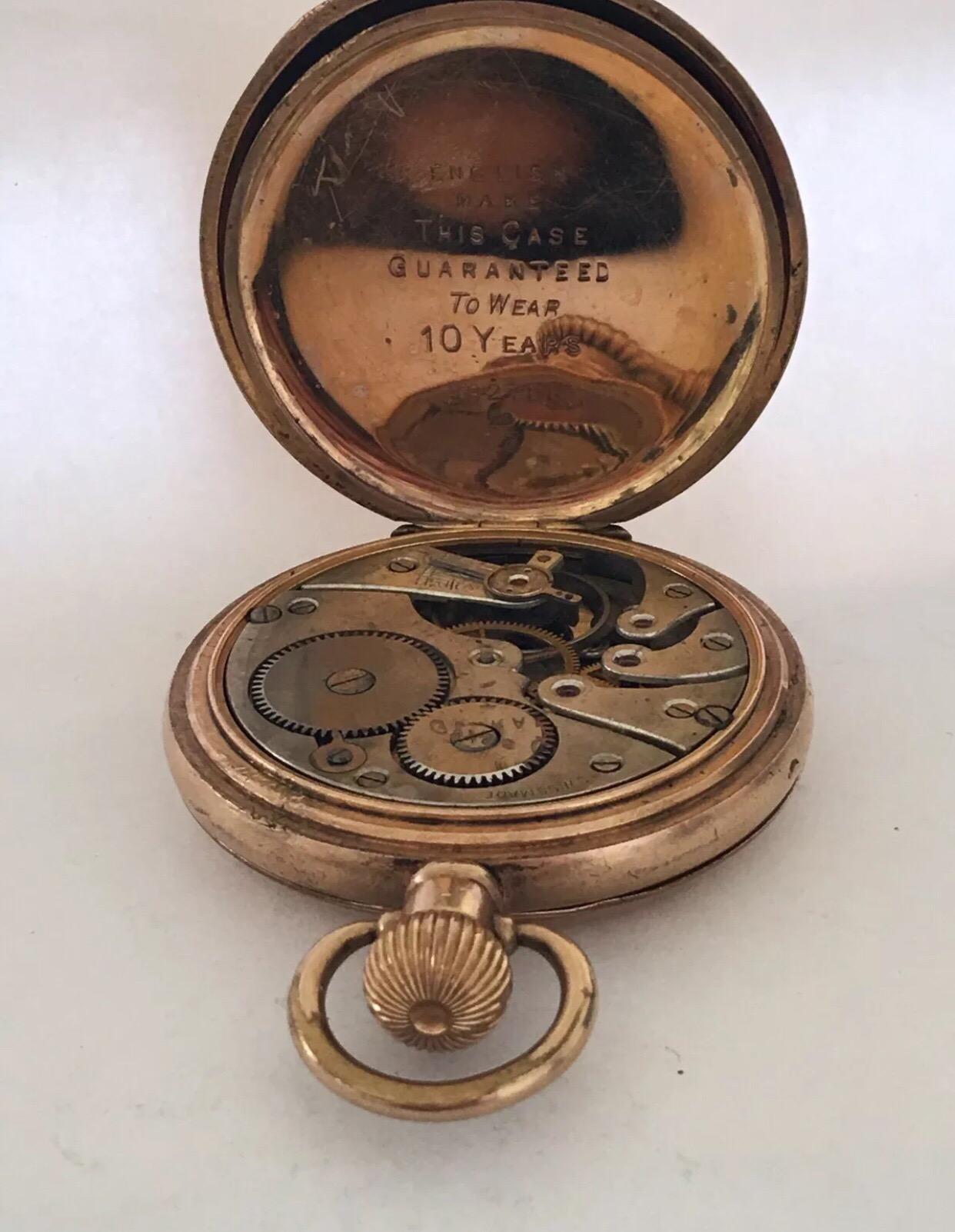 Gold-Plated Dennison Case Full Hunter Swiss Made Pocket Watch 4