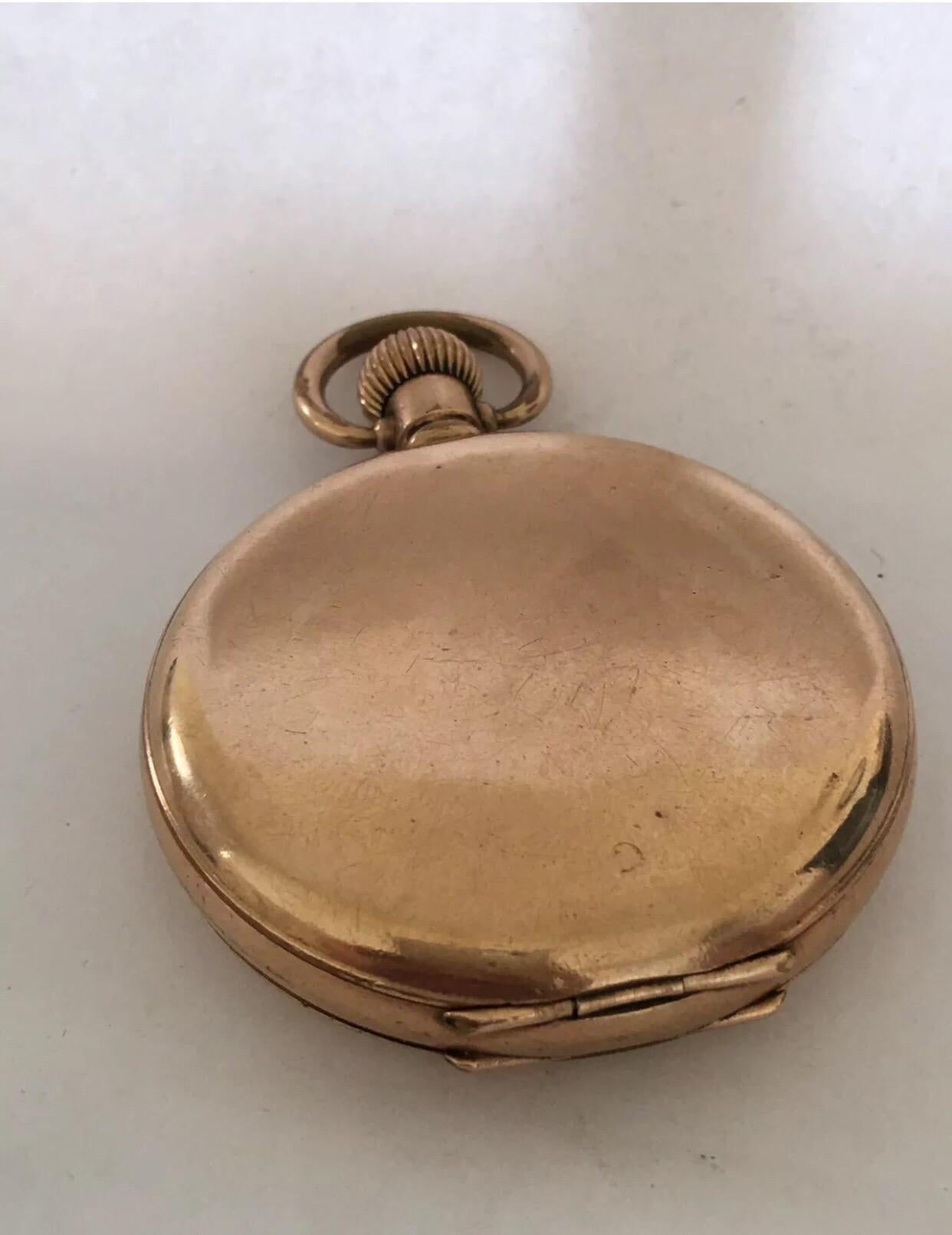 Gold-Plated Dennison Case Full Hunter Swiss Made Pocket Watch 5