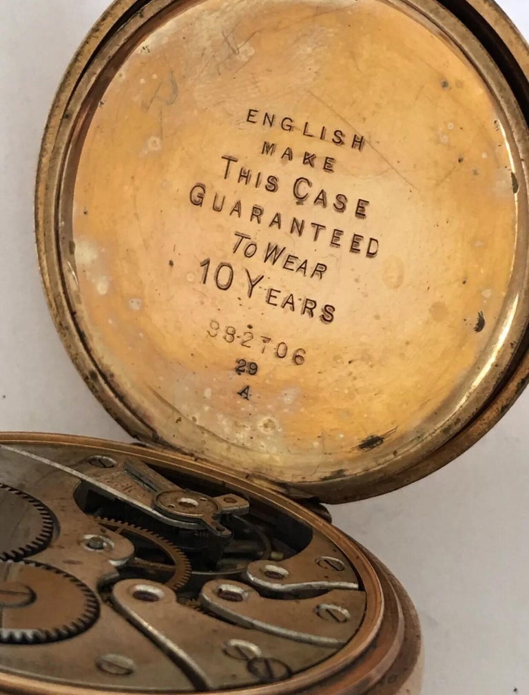 GoldPlated Dennison Case Full Hunter Swiss Made Pocket Watch at 1stDibs