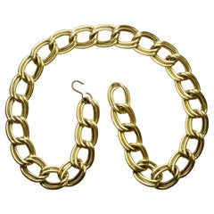 Gold Plated Double Link Adjustable Chain Belt with Hook Closure circa 1970s