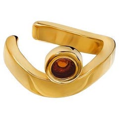 Gold-Plated Ear Cuff with Baltic Amber