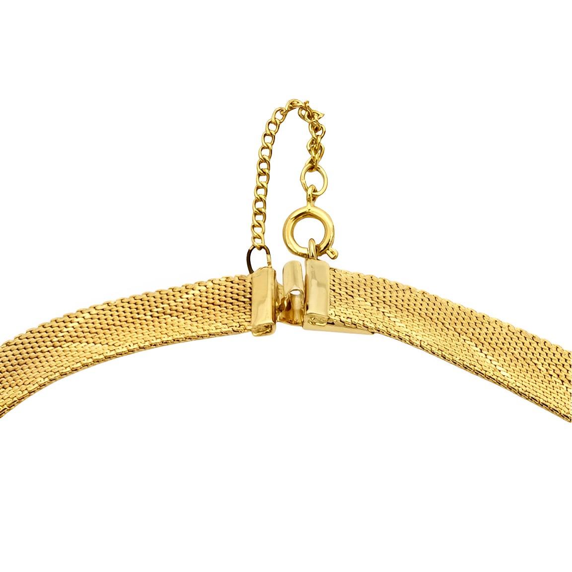 Gold Plated Egyptian Revival Chevron Collar Necklace circa 1980s For Sale 2
